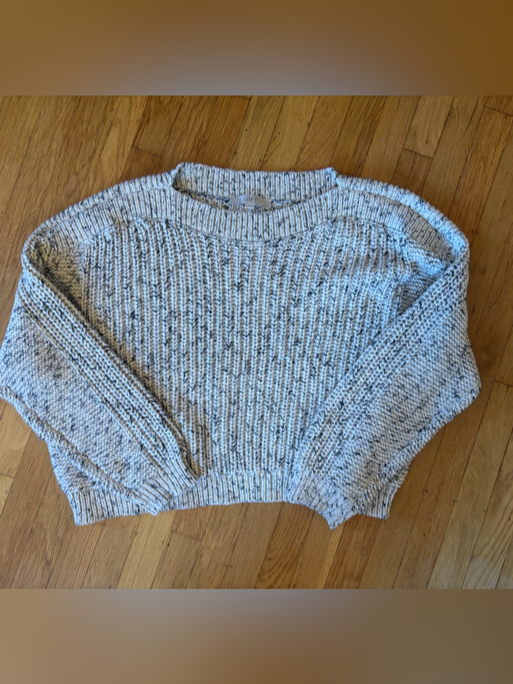 LOFT Marled Light Gray Scoop Neck Sweater | NWOT | Large